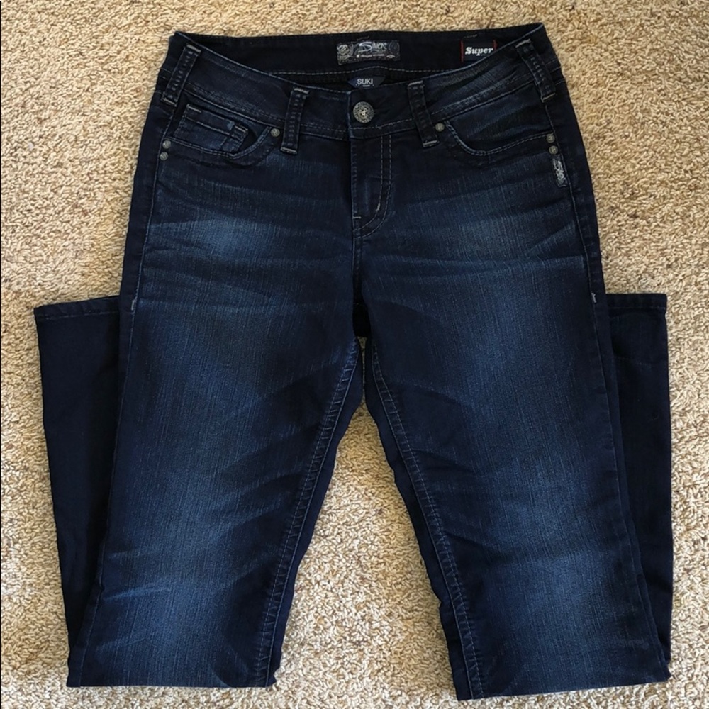👖 Silver Suki Mid slim Boot Super Stretch Jeans.